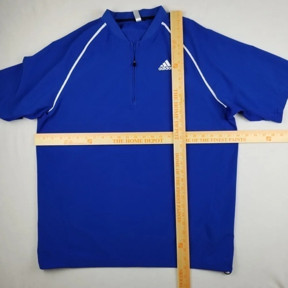 ADIDAS-  Mens Medium M  Royal Blue/White Pipe Pullover Windbreaker Quarter Zip